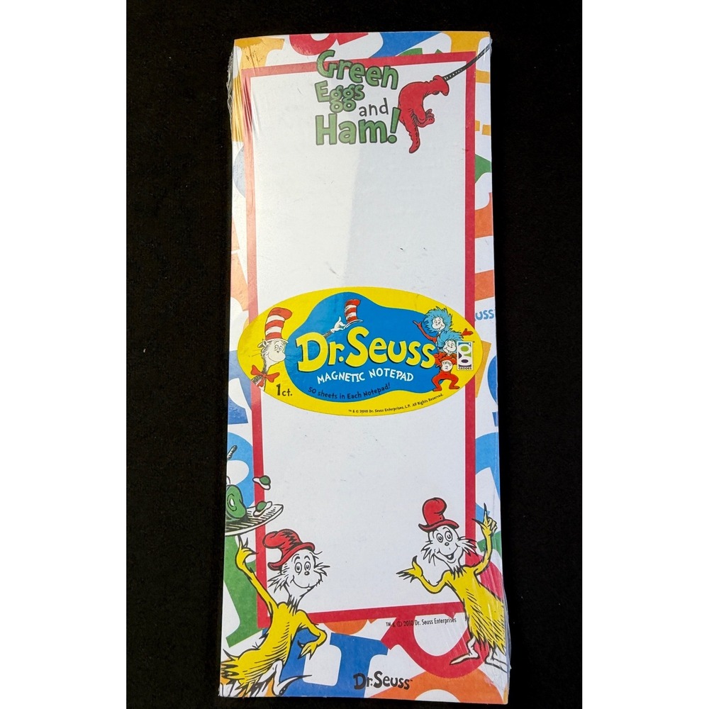 Dr Seuss Green Eggs and Ham Magnetic Notepad 50 Sheets Fridge List New Sealed